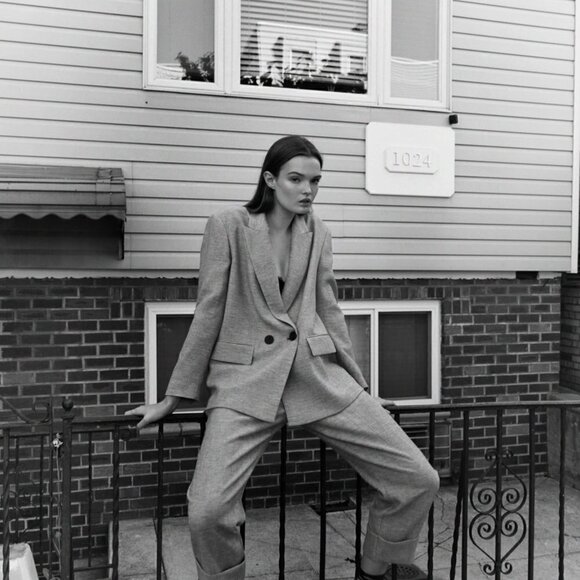 New Zara Double Breasted Textured Weaver Grey Blazer/Jacket Groufit NWT XS - Picture 5 of 15